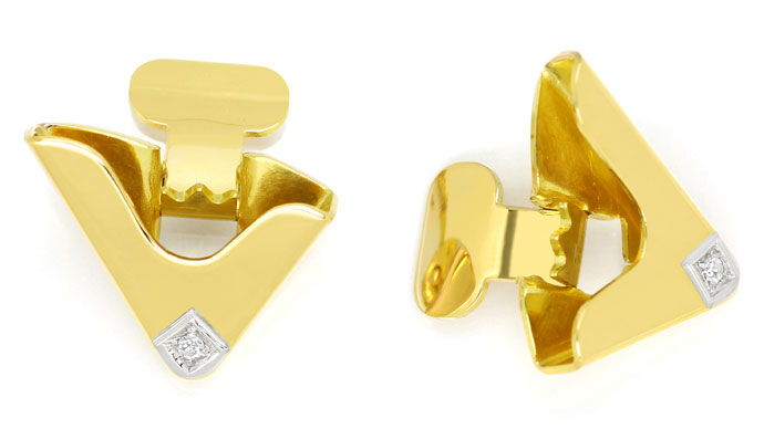 Foto 1 - Formvollendete Hemdkragen Ecken mit Diamanten, Gelbgold, R9048
