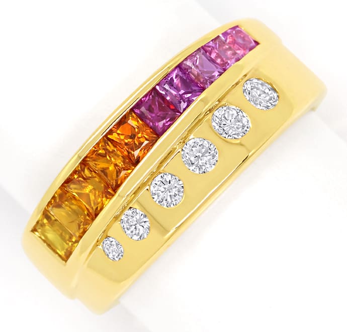 Foto 2 - Ring mit Brillanten und Multicolor Edelsteinen 18K Gold, S1428