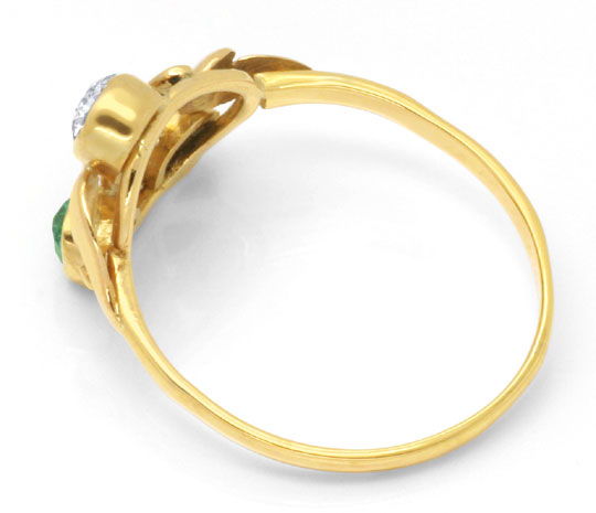 Foto 3 - Sehr alter Diamant Smaragd Ring 14K Gelbgold und Silber, S6575